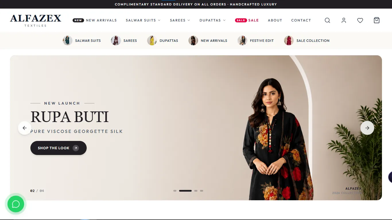 Alfazex Luxury Ethnic Wear E-Commerce website built by Ajay Upadhyay web developer in Lucknow