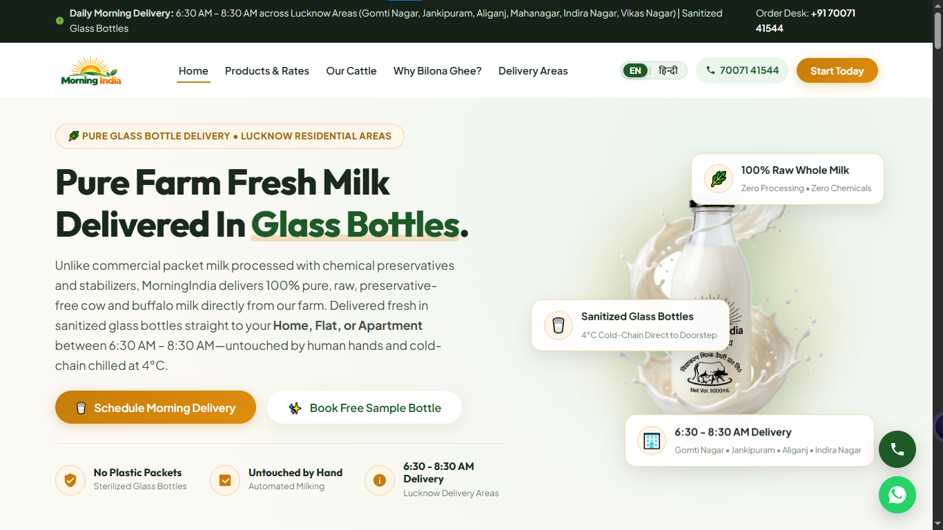 Morning India Vidyakalp Dairy Lucknow - Milk Delivery Subscription Website by Ajay Upadhyay